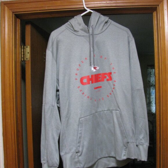 KC KANSAS CITY CHIEFS PROPERTY OF GREY  HOODIE NIKE SIZE L LOWEST PRICE PERFECT - Picture 3 of 9